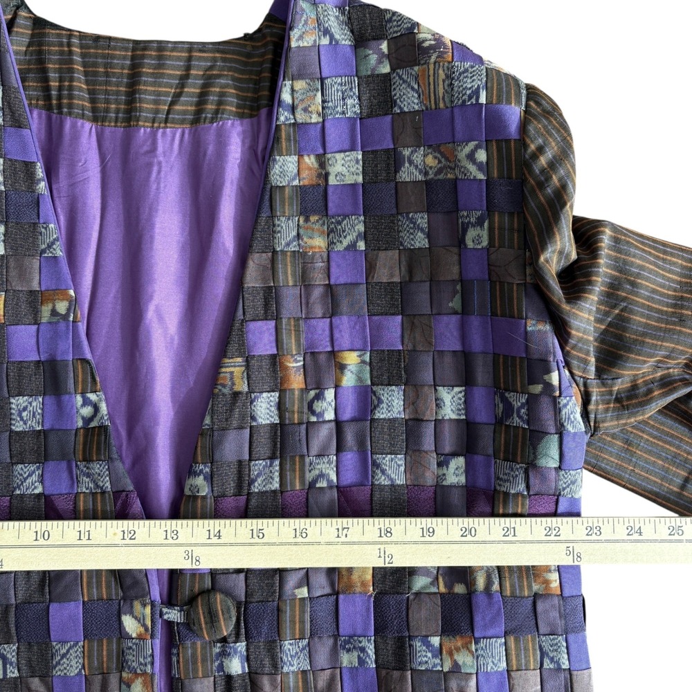 VTG Patchwork Kimono Jacket Purple Brown Deconstr… - image 5